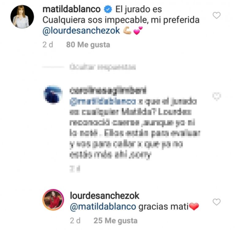 El consejo de De Brito a Lourdes Sánchez... ¡con tremendo palito a Matilda Blanco!: "Preocupate si te elogia esta momia sin autocrítica"