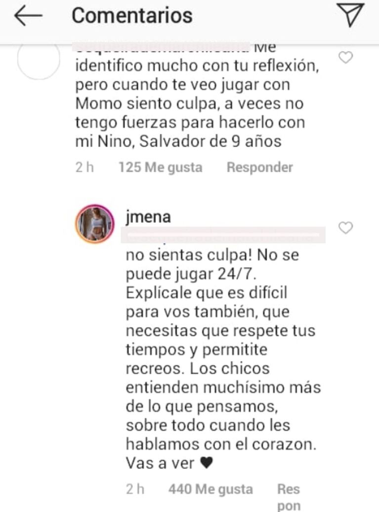El consejo de Jimena Barón a una mamá, afligida por no tener fuerzas para jugar con su hijo: "¡No sientas culpa!"