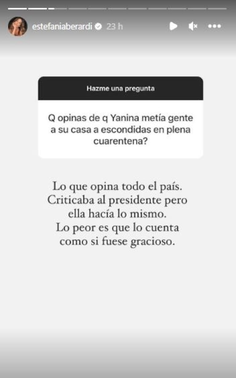 El contraataque de Yanina Latorre después de que Estefi Berardi la criticó por un asado durante la cuarentena