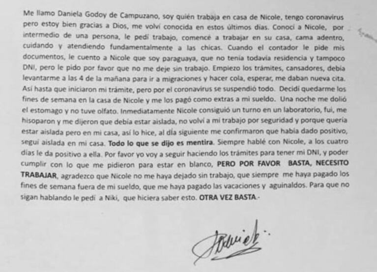 El contundente descargo de la empleada doméstica de Nicole Neumann en medio de la polémica: "Basta, necesito trabajar"