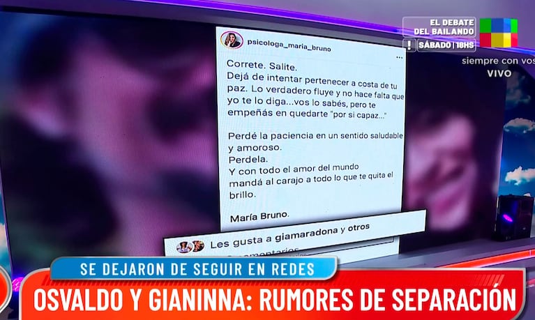 El contundente diagnóstico de Marcela Tauro sobre Gianinna Maradona y Daniel Osvaldo: “Eso no es amor”