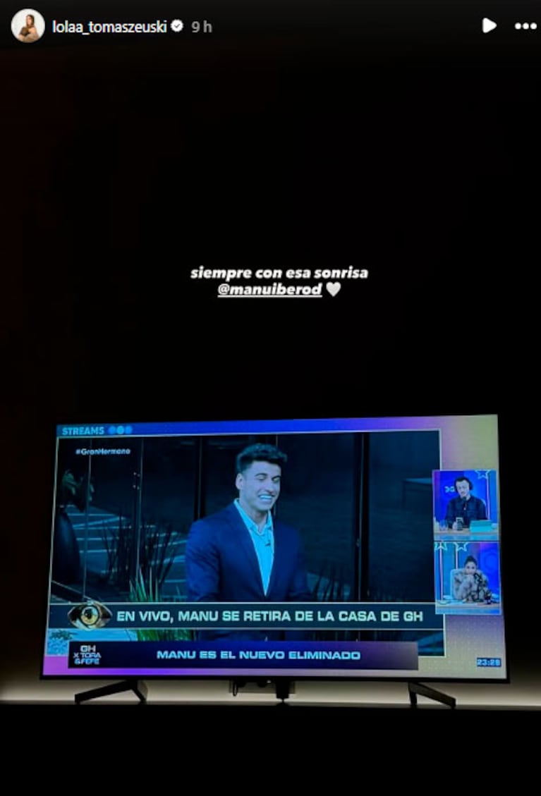 El contundente mensaje de Lola tras la eliminación de Manuel Ibero de Gran Hermano (captura de Instagram)
