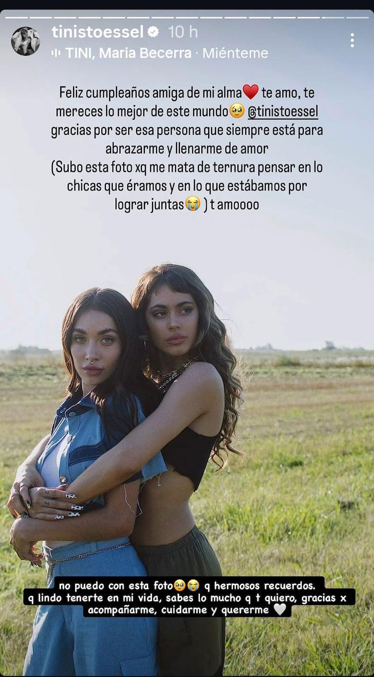 El contundente mensaje de María Becerra a Tini Stoessel en pleno escándalo con Emilia Mernes (Foto de Instagram)