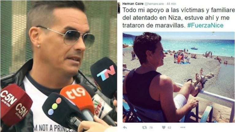 El criticado tweet de Hernán Caire sobre el atentado de Niza. Foto: Web