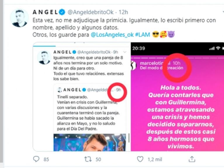 El cruce de chicanas de Jorge Rial y Ángel de Brito por la noticia de la separación de Tinelli: "Les doy unos días de ventaja"