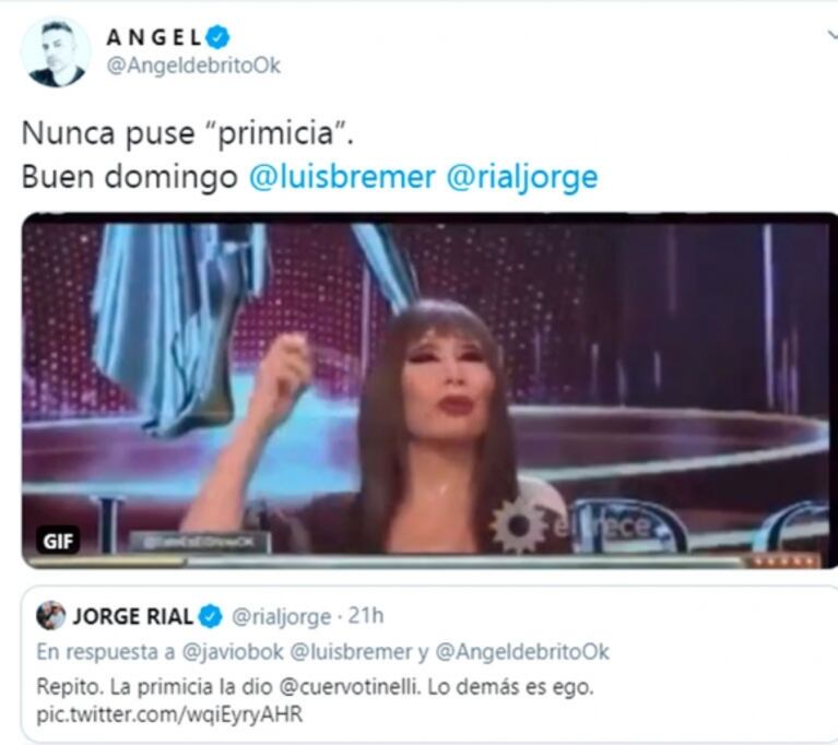 El cruce de chicanas de Jorge Rial y Ángel de Brito por la noticia de la separación de Tinelli: "Les doy unos días de ventaja"