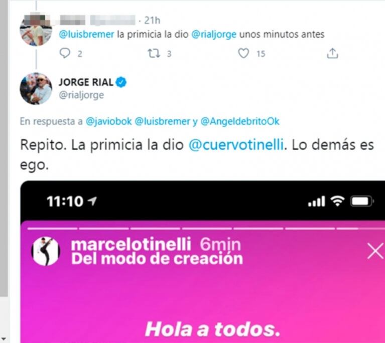 El cruce de chicanas de Jorge Rial y Ángel de Brito por la noticia de la separación de Tinelli: "Les doy unos días de ventaja"