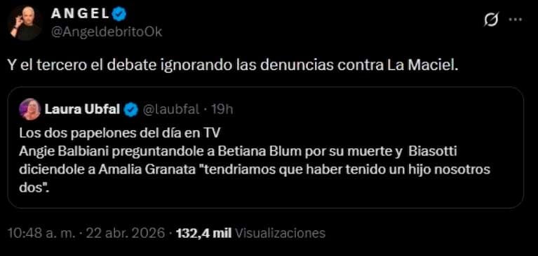 El cruce de De Brito y Ubfal en las redes sociales (Foto: captura X.com)