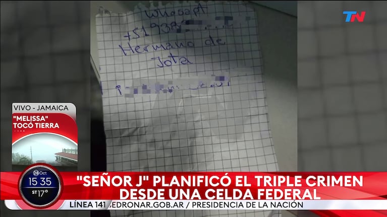 El Cuaderno de Señor J, supuesto autor intelectual del triple crimen.