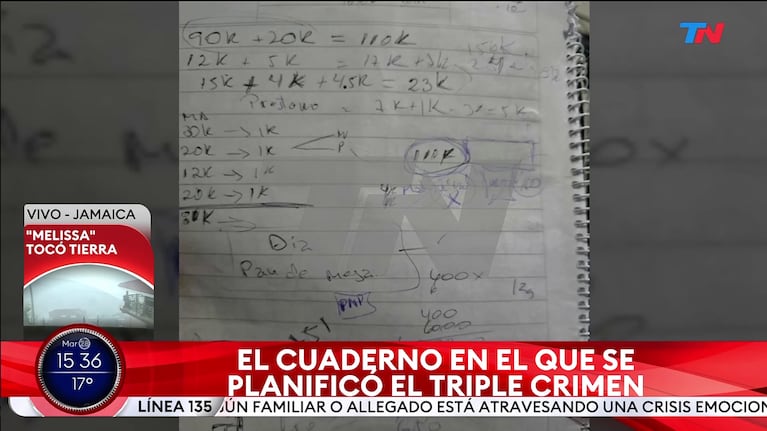 El Cuaderno de Señor J, supuesto autor intelectual del triple crimen.
