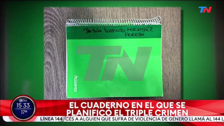 El Cuaderno de Señor J, supuesto autor intelectual del triple crimen.