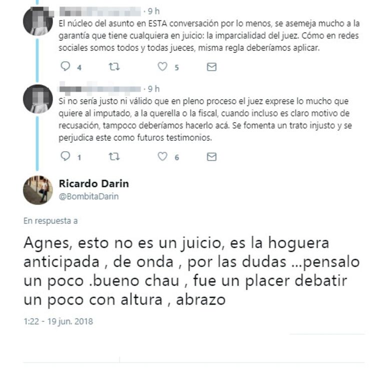 El debate de Ricardo Darín con una twittera sobre su conflicto con Bertuccelli: "Esto no es un juicio, es la hoguera anticipada"