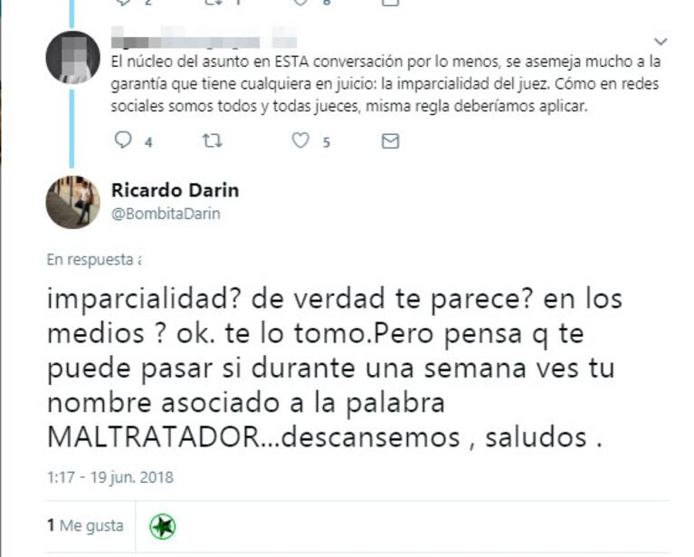 El debate de Ricardo Darín con una twittera sobre su conflicto con Bertuccelli: "Esto no es un juicio, es la hoguera anticipada"