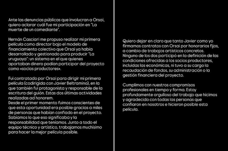 El descargo de Diego Peretti ante las denuncias contra Orsai (Foto: Instagram @peretti_oficial)