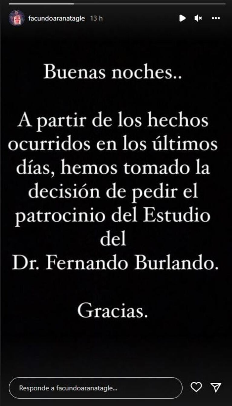 El descargo de Facundo Arana tras las acusaciones de Romina Gaetani y Maju Lozano: "Gracias a Dios mi vida entera me avala"