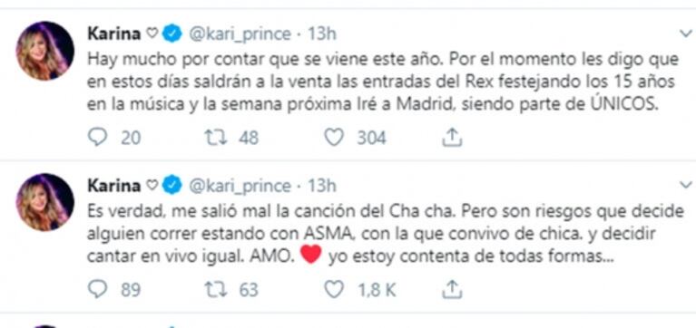 El descargo de Karina luego de que criticaran cómo canta y la llamaran "villera": "¿Me tendría que ofender?"