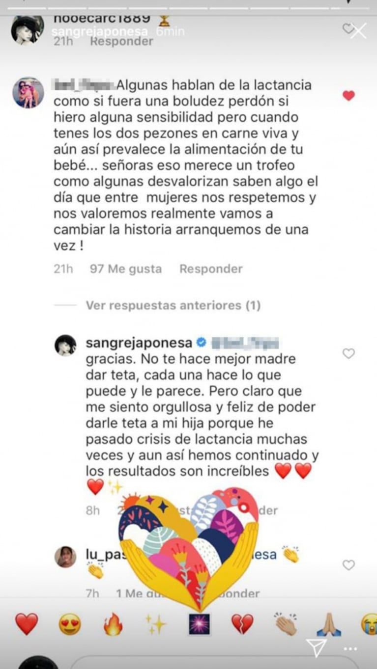 El descargo de la China Suárez luego de que la criticaran por subir fotos amamantando a Magnolia