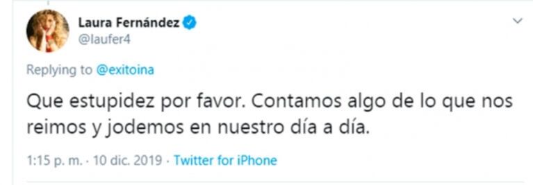 El descargo de Laurita Fernández en defensa de Cabré por su polémica frase del 'reto': "Es un hombre que me cuida"