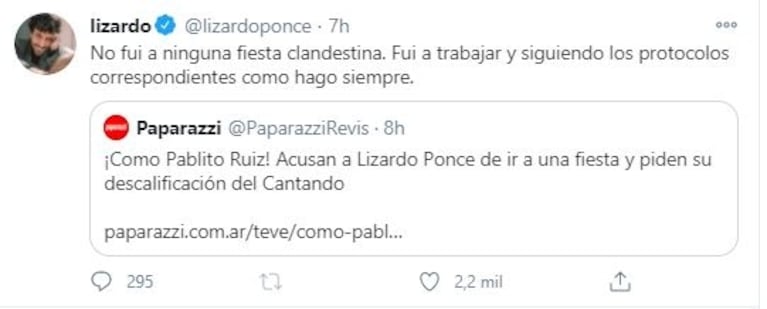 El descargo de Lizardo Ponce tras ser acusado de haber asistido a una fiesta clandestina: "Fui a trabajar"