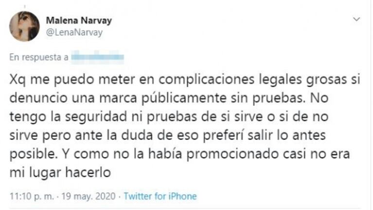 El descargo de Malena Narvay sobre las "máquinas para la piel" y las acusaciones de estafa: "Apenas supe, salí"