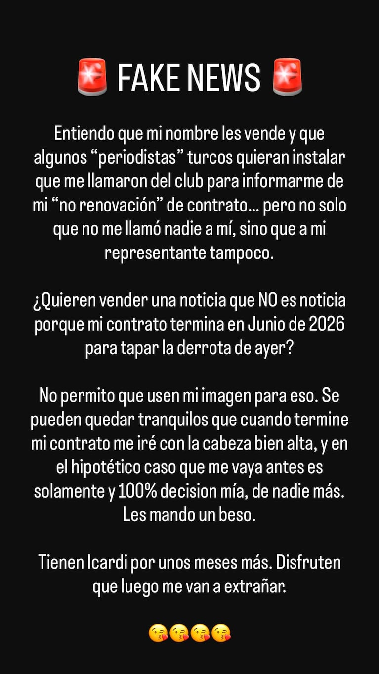 El descargo de Mauro Icardi (Foto: Instagram)