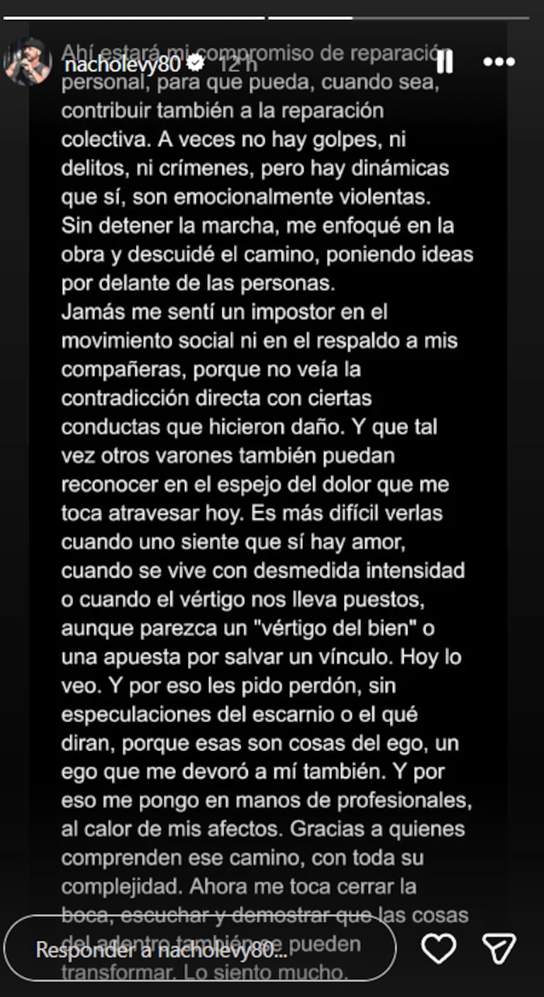 El descargo de Nacho Levy