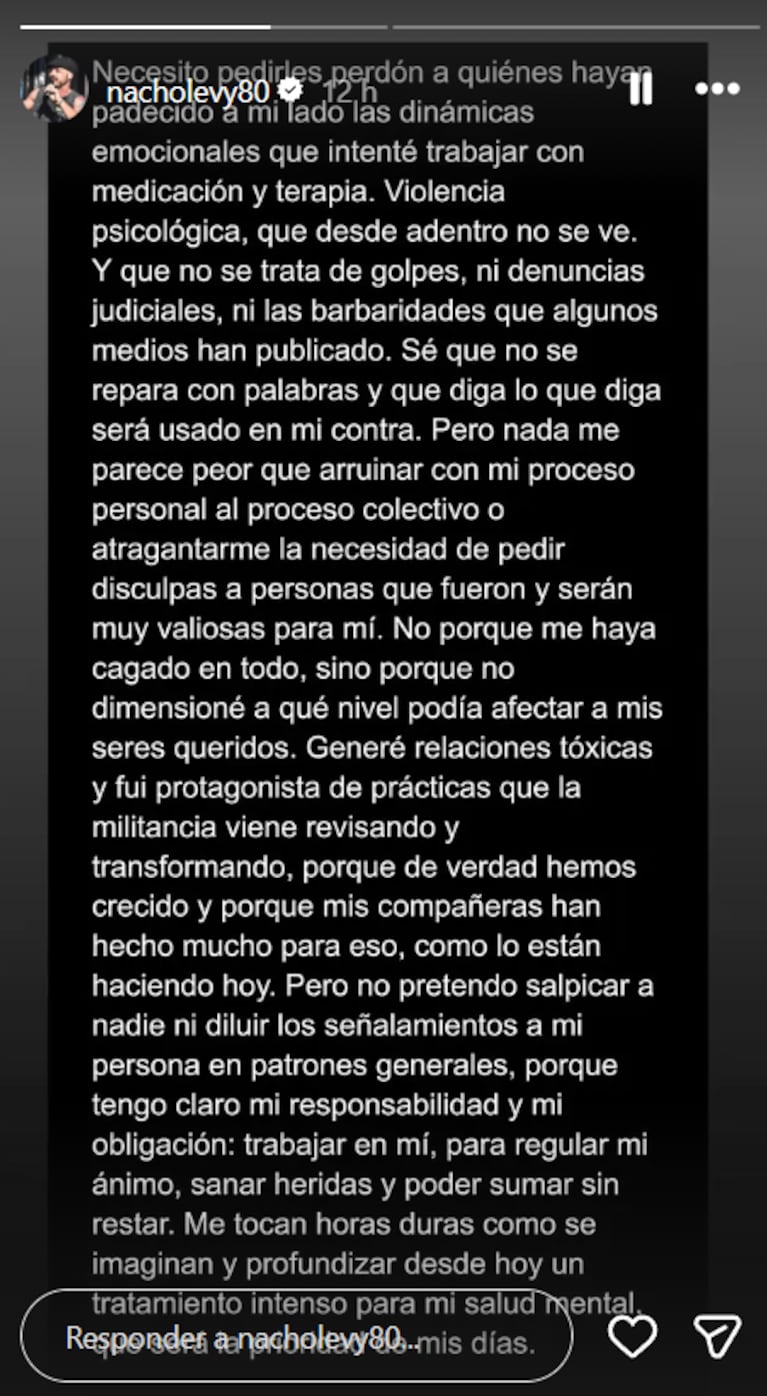 El descargo de Nacho Levy
