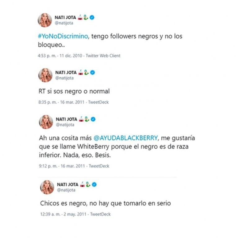 El descargo de Nati Jota tras la viralización de sus escandalosos tweets: "Me avergüenzo; tenía 15 años y quería sumar seguidores"