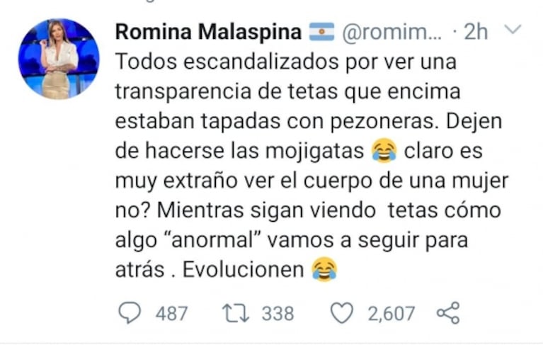 El descargo de Romina Malaspina, tras las críticas por su look en el noticiero: "¡Evolucionen, mojigatas!" 