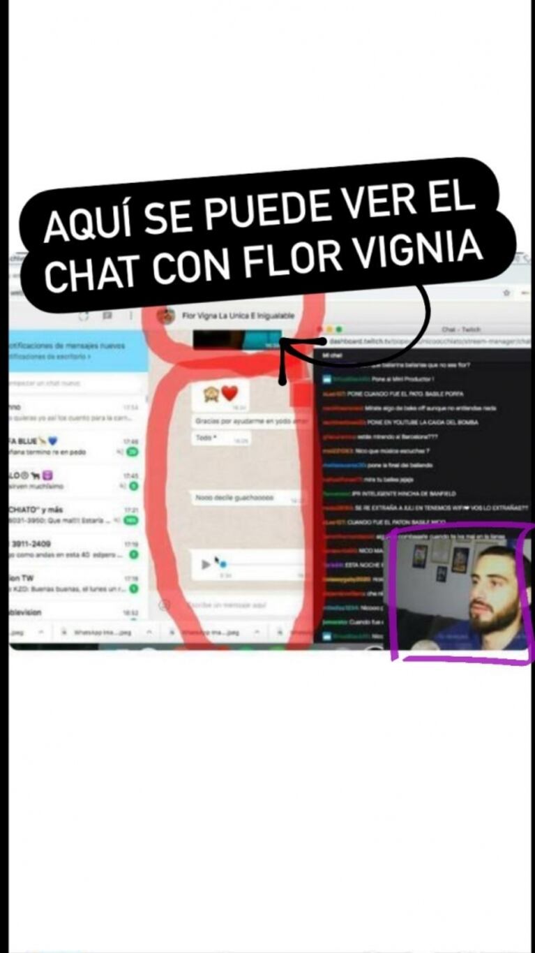 El descuido de Nico Occhiato al mostrar un chat con Flor Vigna, agendada como "la única e inigualable"