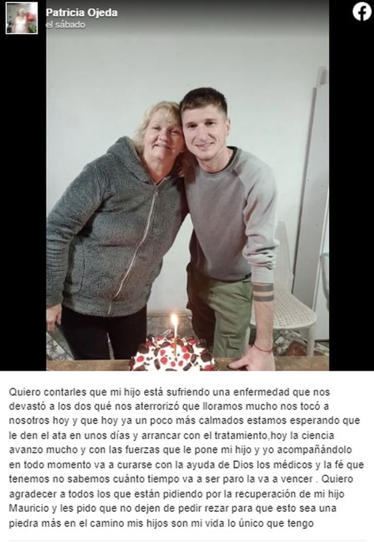 El desesperado pedido de la mamá de Mauricio Guirao, el ex Gran Hermano que tiene cáncer