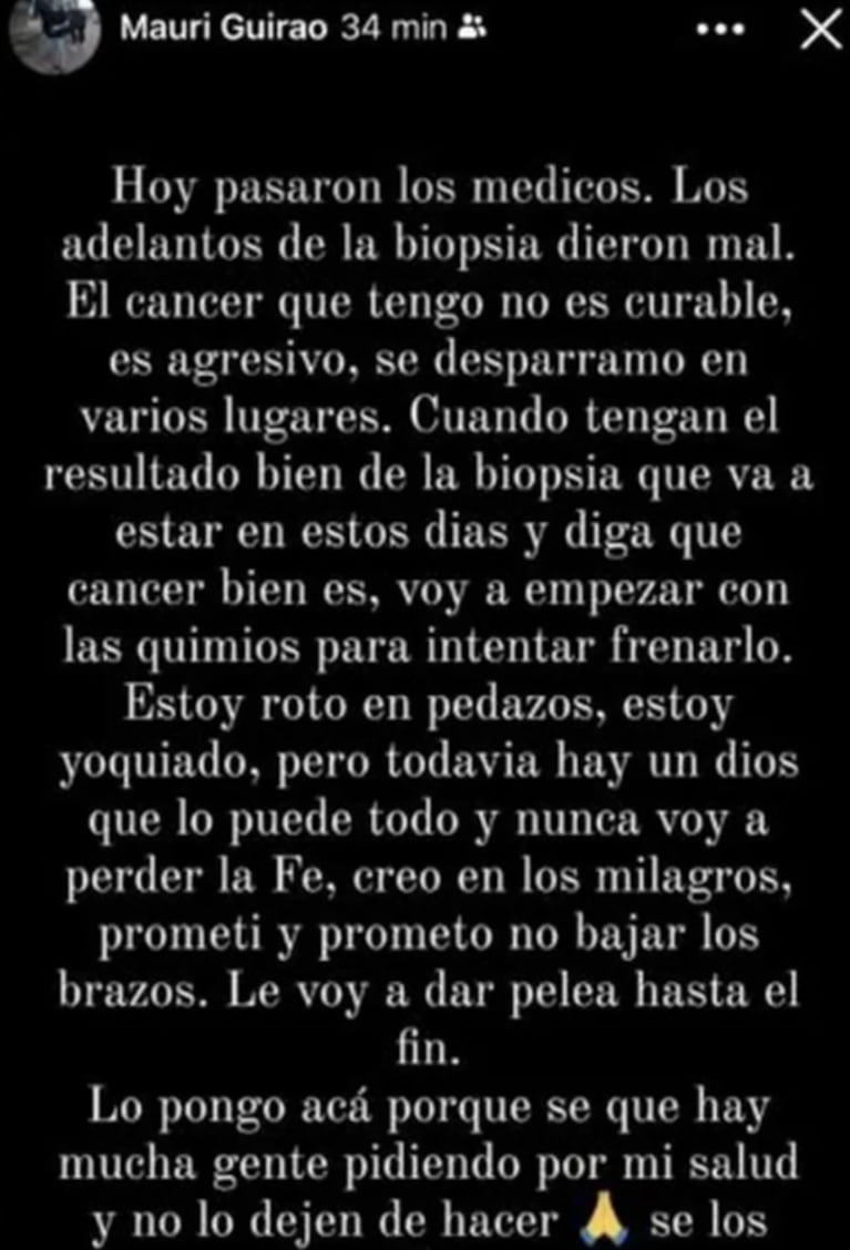 El desesperado pedido de la mamá de Mauricio Guirao, el ex Gran Hermano que tiene cáncer