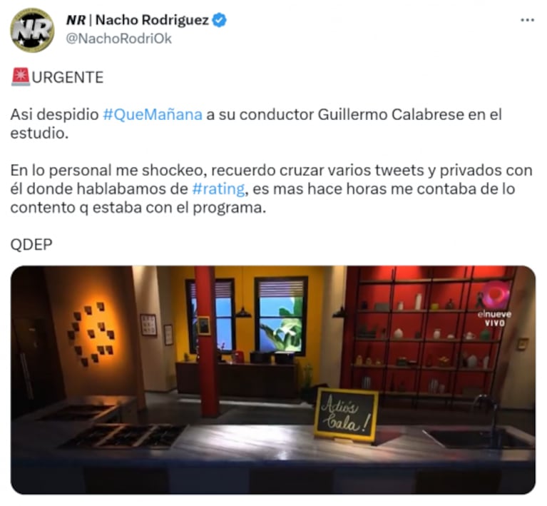 El desgarrador homenaje de Qué Mañana! a Guillermo Calabrese tras su fallecimiento: "¡Adiós, Cala!"