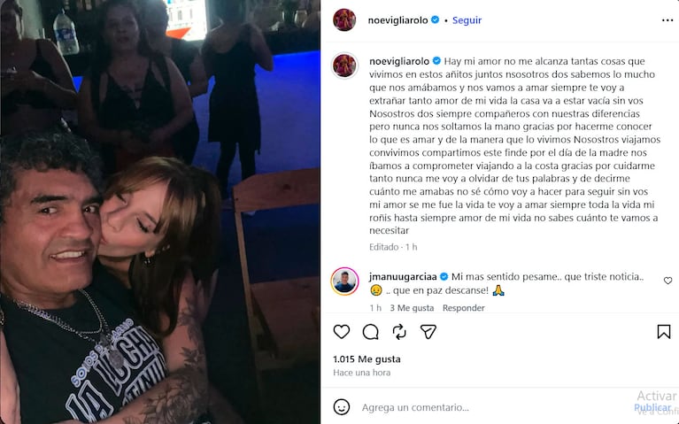 El desgarrador mensaje de la novia del “Roña” Castro tras su muerte (Foto de Instagram)
