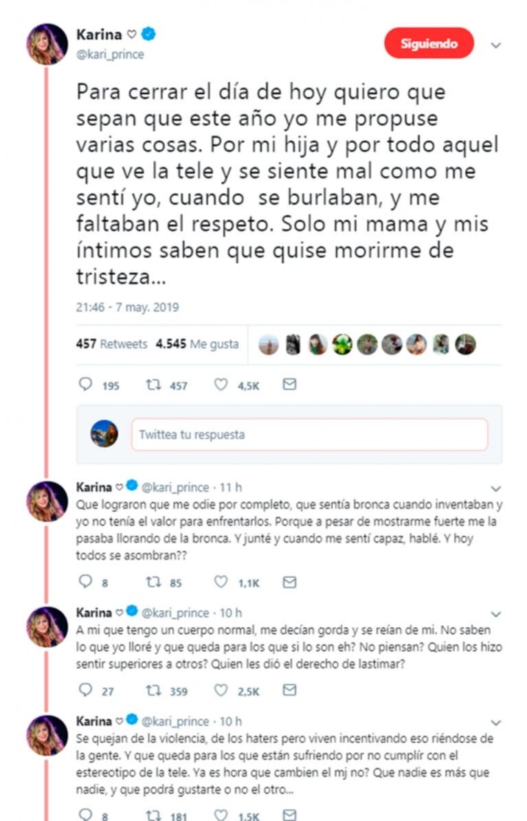 El desgarrador relato de Karina La Princesita sobre el bullying que sufrió: "Quise morirme de tristeza"