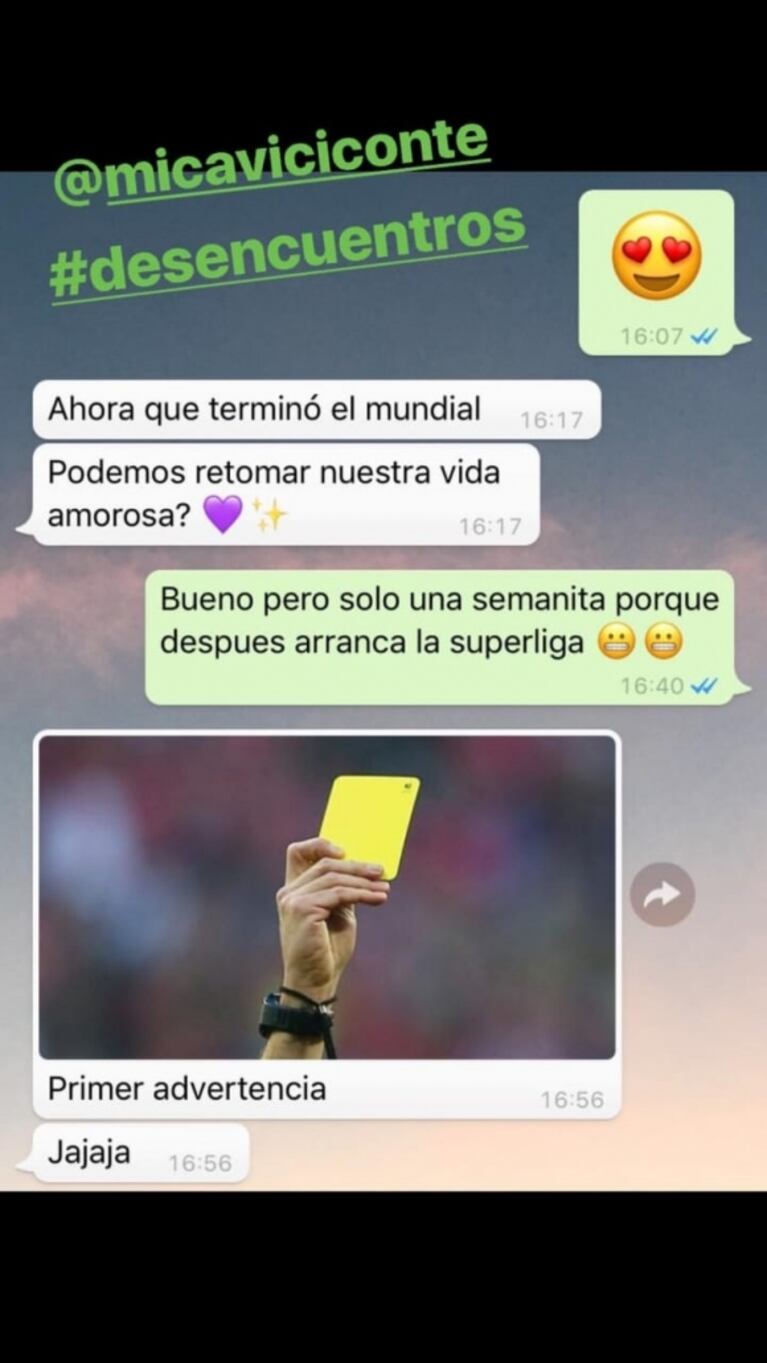 El desopilante chat de Mica Viciconte con Cubero tras finalizar el Mundial... ¡con una clara advertencia!