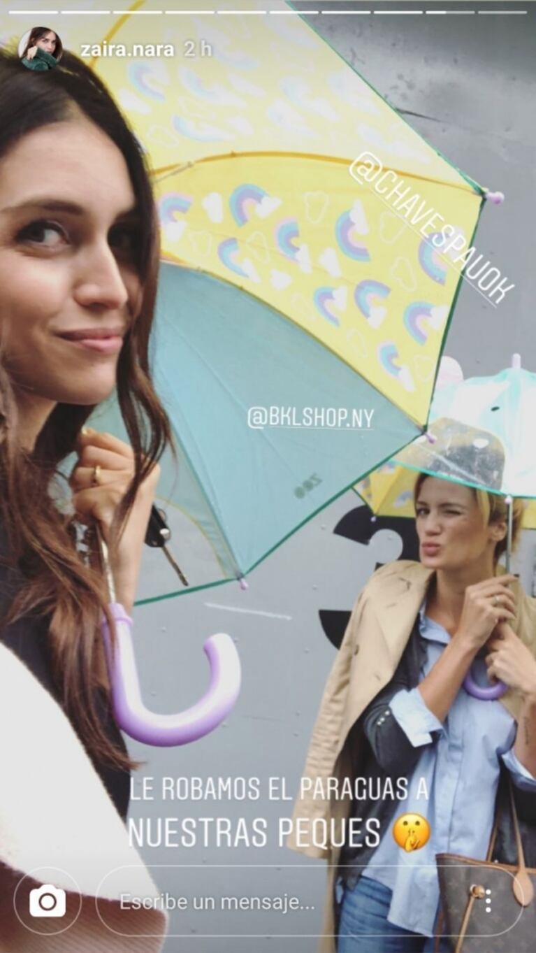El detalle infantil de Paula Chaves y Zaira para ir a una reunión: "Le robamos el paraguas a nuestras peques"