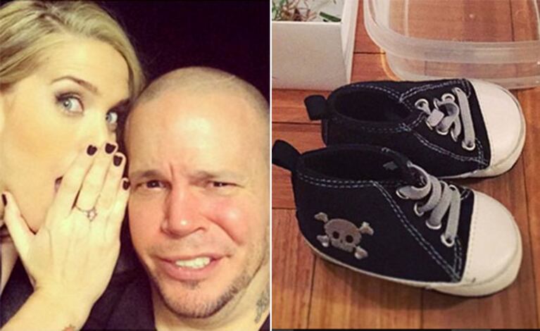 El detalle rockero de las zapatillas de Milo, el hijo de René Pérez y Soledad Fandiño. (Foto: Instagram)