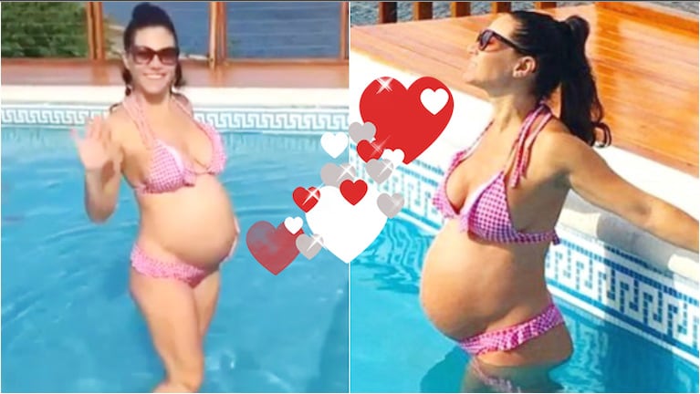 El día de pileta de Adabel Guerrero, embarazada de 32 semanas (Fotos: Instagram y Captura de video de Instagram)