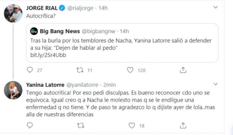 El día en que Yanina Latorre le agradeció públicamente a Jorge Rial un particular gesto: "Más allá de nuestras diferencias"