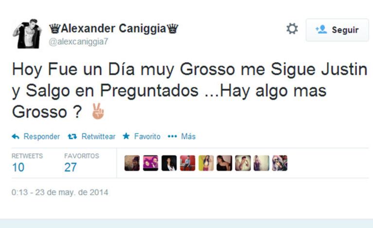 El día grosso de Alex Caniggia (Foto: Twitter)