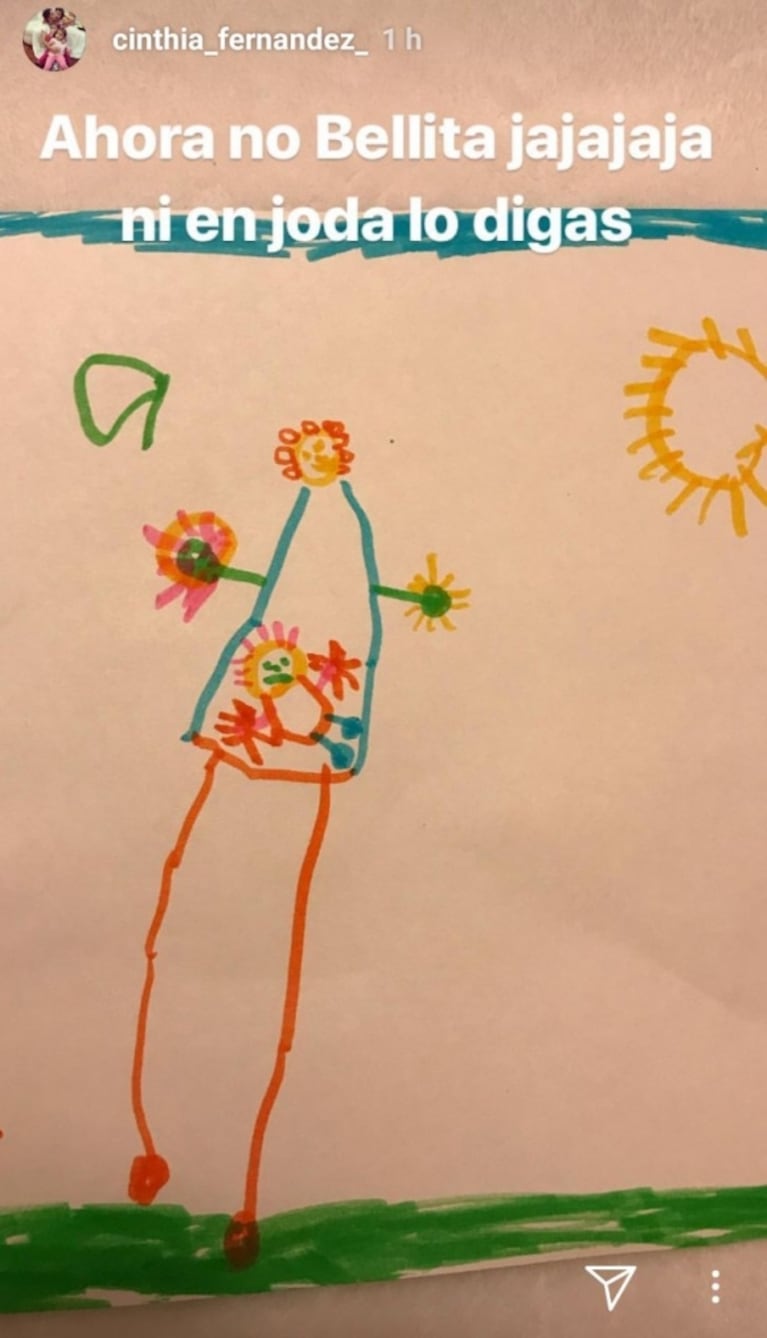 El dibujo de una de las hijas de Cinthia Fernández que "asustó" a su mamá: "Ni en joda lo digas"