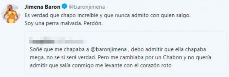 El divertido autobombo de Jimena Barón: "Es verdad, chapo increíble" 