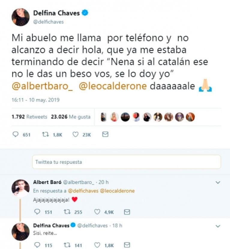 El divertido comentario del abuelo de Delfina Chaves sobre su historia de amor con Albert Baró en ATAV