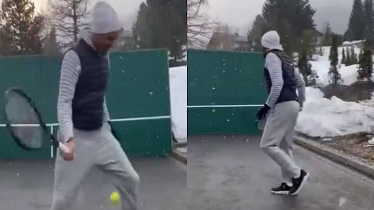 El divertido entrenamiento de Roger Federer en cuarentena y bajo la nieve