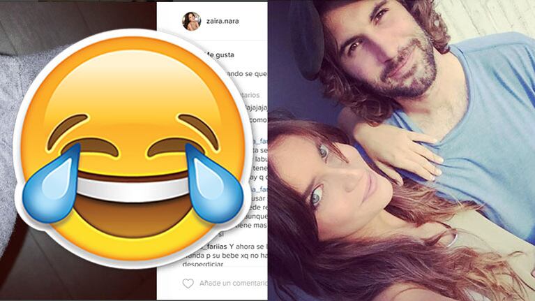 El divertido "escrache" de Zaira Nara a Jakob, el papá de Malaika. Foto: Instagram.