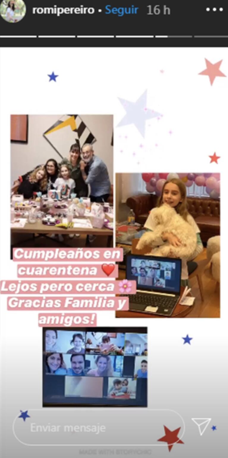 El divertido festejo de Romina Pereiro para su hija Violeta con Jorge Rial: "Cumpleaños en cuarentena"