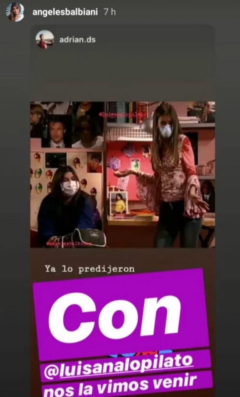 El divertido guiño retro de Angie Balbiani a Luisana sobre la pandemia: "Con Lopilato lo vimos venir" 