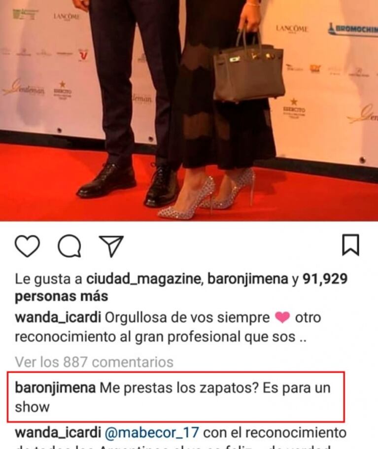 El divertido ida y vuelta fashion de Jimena Barón con Wanda Nara sobre sus lujosos zapatos
