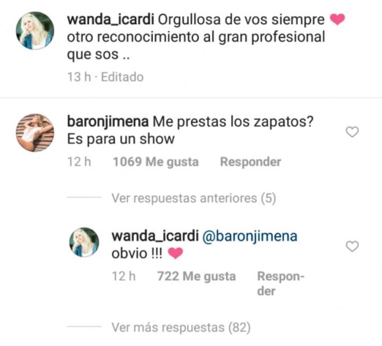 El divertido ida y vuelta fashion de Jimena Barón con Wanda Nara sobre sus lujosos zapatos